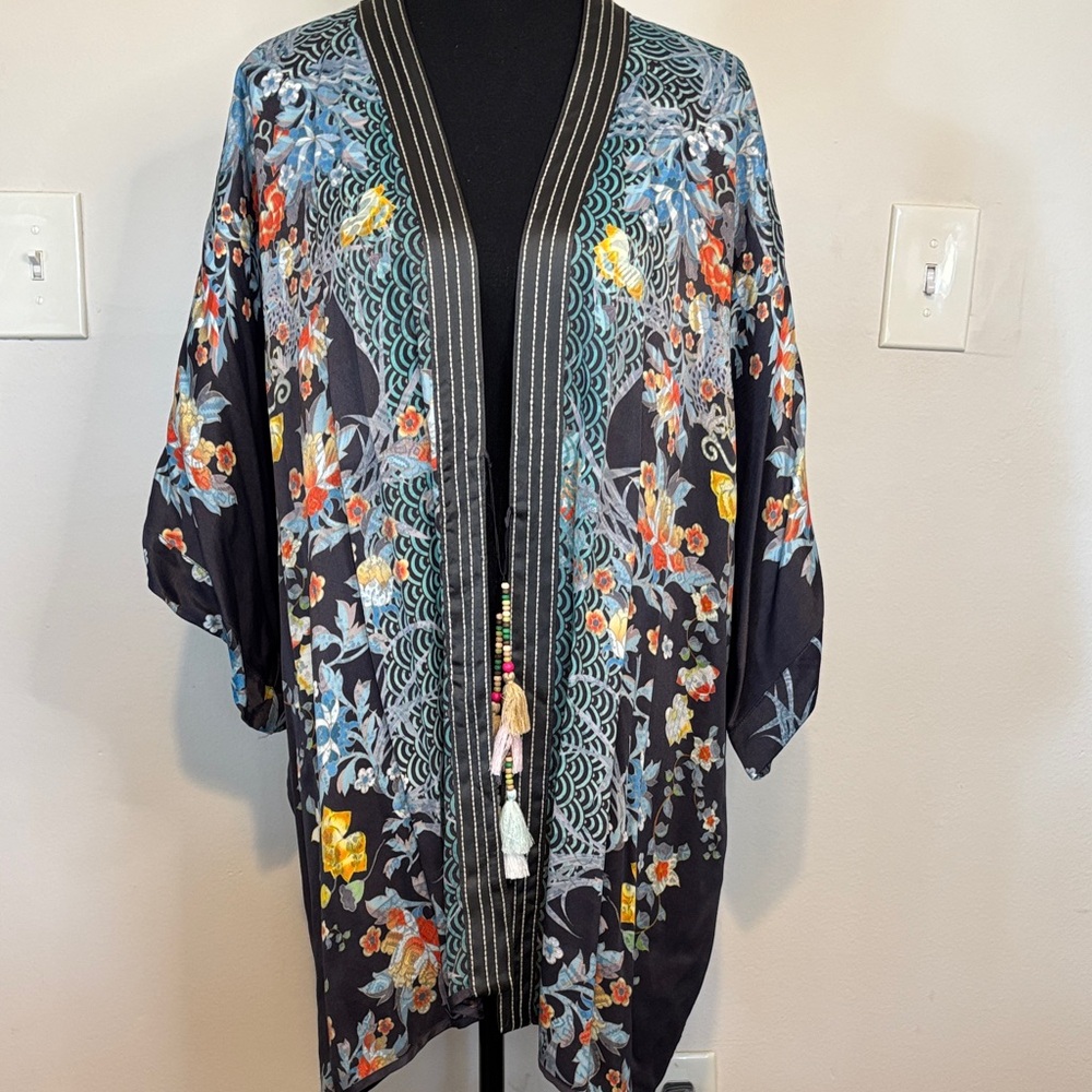 Johnny Was Multicolor Floral Cape